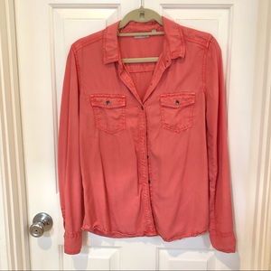 Halogen pink chambray button down